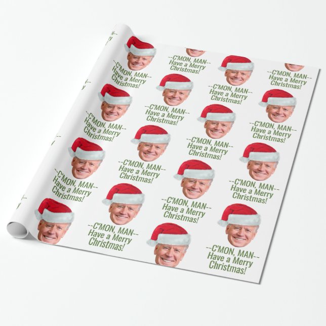 Papel De Presente Biden Harris - Joe Santa Hat - Homem-Vamos (Desenrolado)