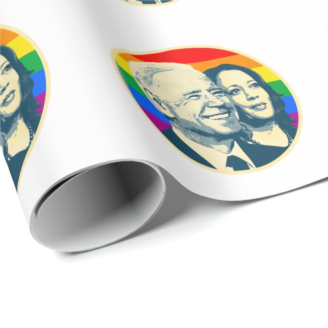 Papel De Presente Biden Harris Rainbow Pride (Ponta do rolo)