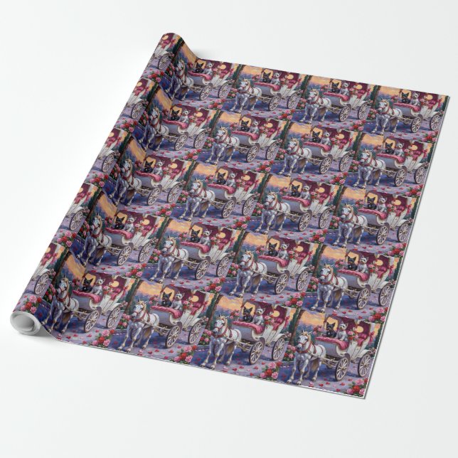 Papel De Presente Biewer Terrier Dog Valentine's Day (Desenrolado)