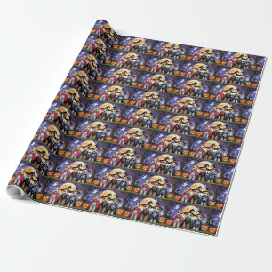 Papel De Presente Biewer Terrier Dogs Pumpkin Halloween Engraçado