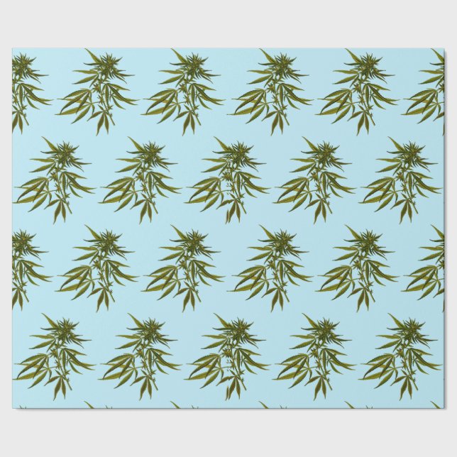 Papel De Presente Big Green Buds no fundo azul do céu (Barra)