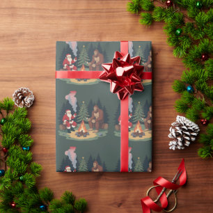 Papel De Presente Bigfoot Natal Divertido Papai Noel Sasquatch Acamp
