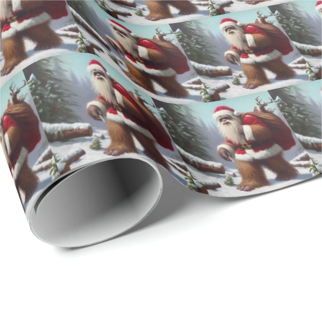Papel De Presente Bigfoot Santa Claus (Ponta do rolo)
