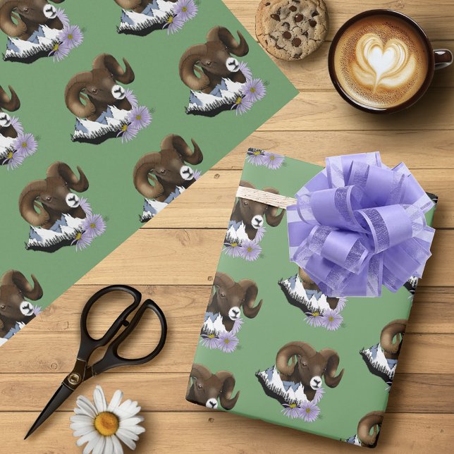 Papel De Presente Bighorn Sheep Ram Green Mounties (Criador carregado)