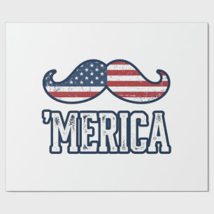Papel De Presente Bigode Patriótico América Angustiado Desenho Vetor