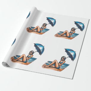 Papel De Presente Bikini Girl Beach Nápoles Thunder_Cove