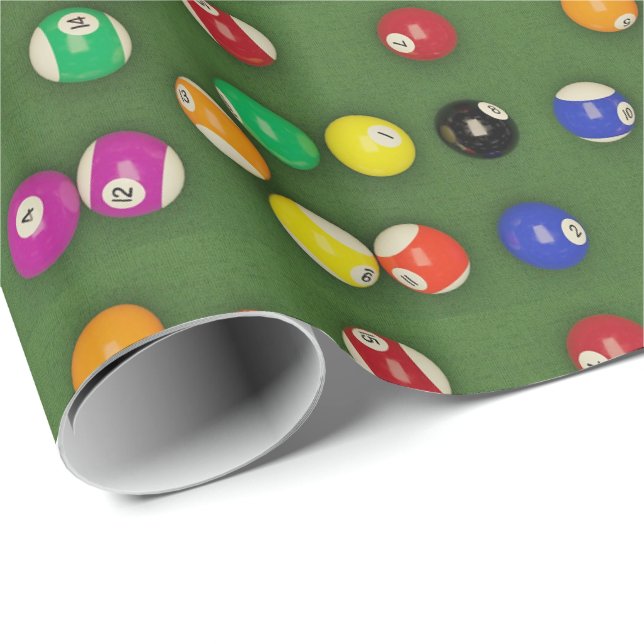 Papel De Presente Billiard Balls Piscina Na Impressão Da Mesa (Ponta do rolo)