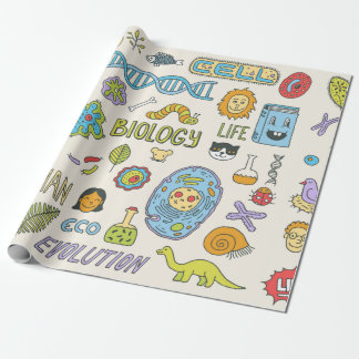 Papel De Presente Biology. Hand drawn. Vintage illustration. 
