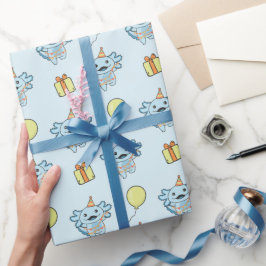 Papel De Presente Birthday Animal Cute Axolotl Aniversário de crianç