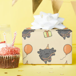 Papel De Presente Birthday Animal Cute Axolotl Aniversário de crianç