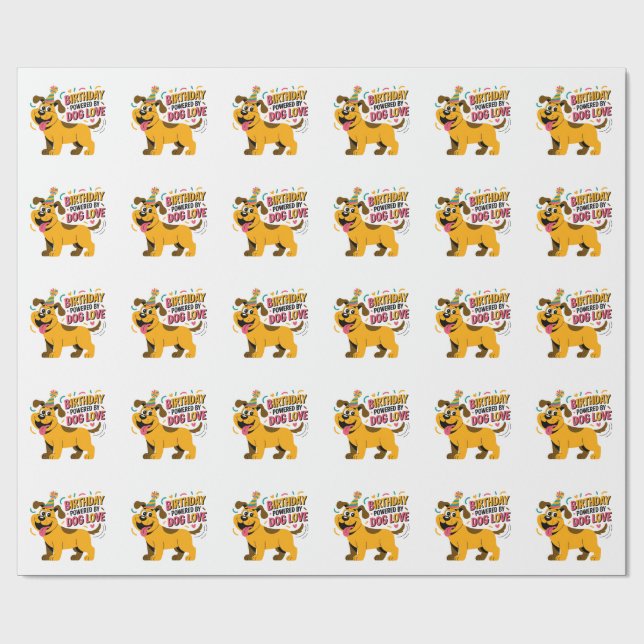 Papel De Presente Birthday Dog Love Party Illustration (Aberto)