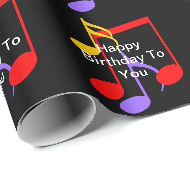 Papel De Presente Birthday Music Notes  (Ponta do rolo)