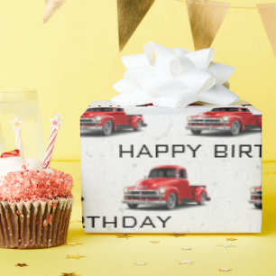 Papel De Presente Birthday Retro Red Truck