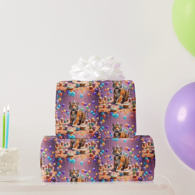 Papel De Presente Birthday Tiger (Presentes para festas)