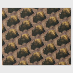 Papel De Presente Bisão de Madeira Búfalo