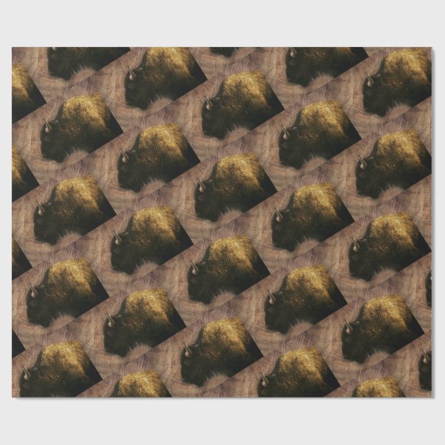 Papel De Presente Bisão de Madeira Búfalo (Aberto)
