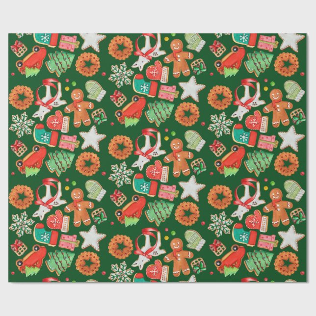 Papel De Presente Biscoito de Açúcar e Gingerpão de Natal (Aberto)