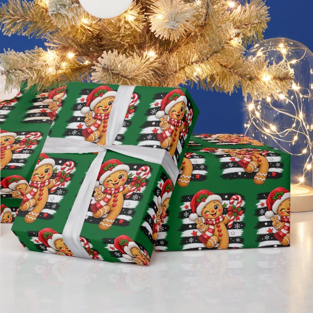 Papel De Presente Biscoito de Gengibre (Feriados)