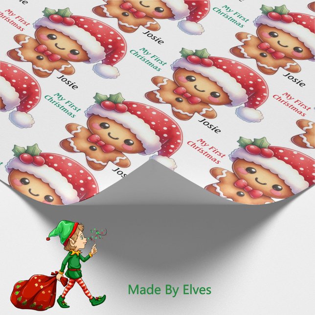 Papel De Presente Biscoito de Gengibre do Primeiro Natal do Bebê Adi (Criador carregado)