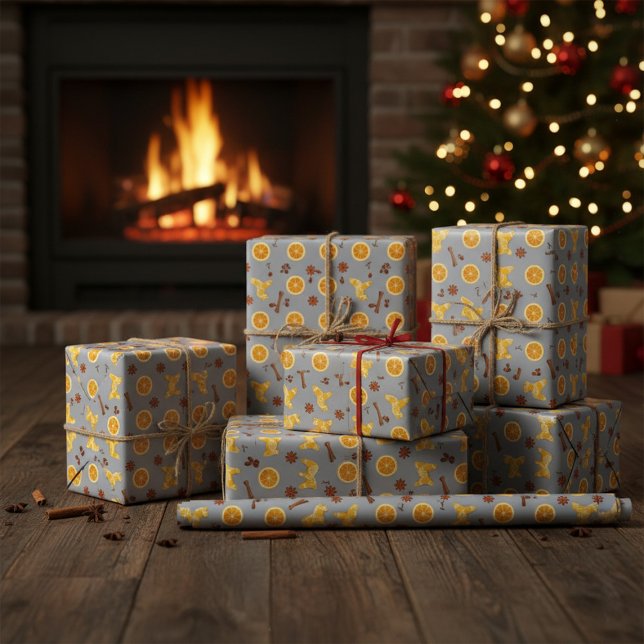 Papel De Presente Biscoito de Gengibre Escandinavo e Citrino de Nata (Criador carregado)