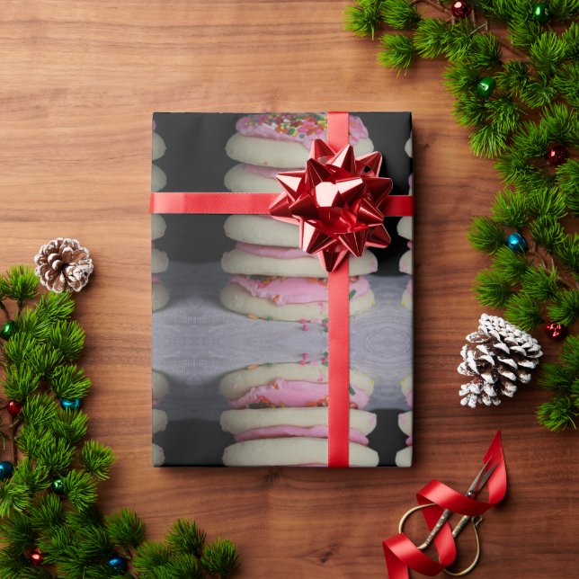 Papel De Presente Biscoitos de açúcar com glacé rosa (Presente de Natal)