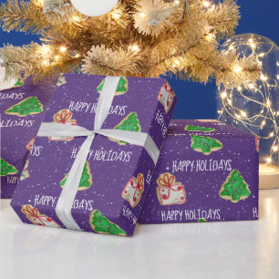 Papel De Presente Biscoitos De Açúcar De Natal E Flocos De Neve