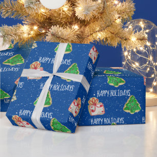 Papel De Presente Biscoitos De Açúcar De Natal E Flocos De Neve