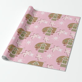Papel De Presente Biscoitos de Casa de Pão de Mel Flocos de Neve Ros