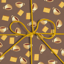 Papel De Presente Biscoitos de chocolate de café Padrão Comida marro