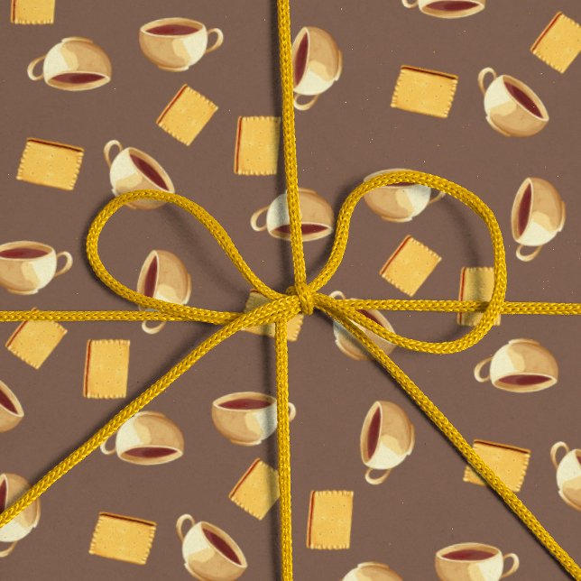 Papel De Presente Biscoitos de chocolate de café Padrão Comida marro (Criador carregado)