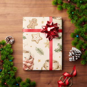 Papel De Presente Biscoitos de Gengibre Aconchegantes Cacau Quente A