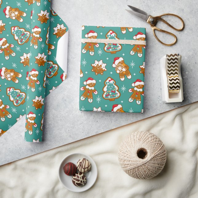 Papel De Presente Biscoitos de Gengibre de Natal (Artesanato)
