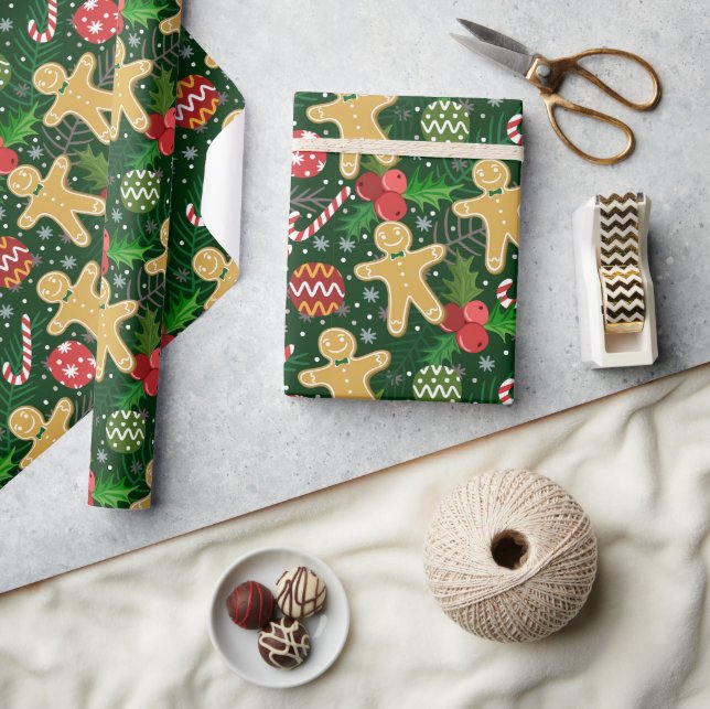 Papel De Presente Biscoitos de Gengibre de Natal (Artesanato)