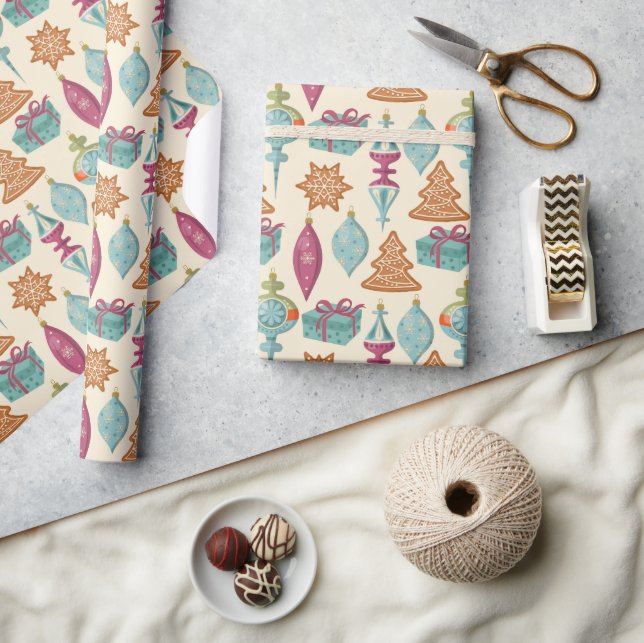 Papel De Presente Biscoitos de Gengibre de Natal & Enfeites (Artesanato)