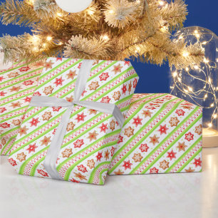 Papel De Presente Biscoitos de Gengibre de Natal Verde