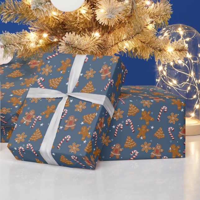 Papel De Presente Biscoitos de Gengibre e Bastões de Doces (Feriados)