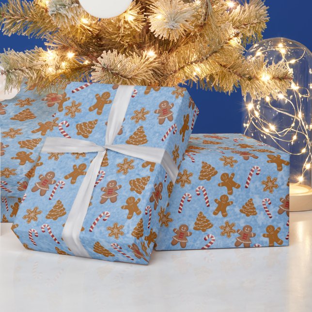 Papel De Presente Biscoitos de Gengibre e Bengalas de Natal (Feriados)