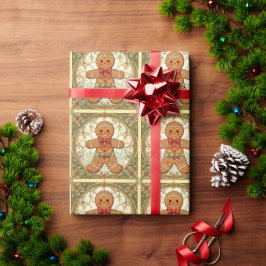 Papel De Presente Biscoitos de Gengibre Natal Festivo