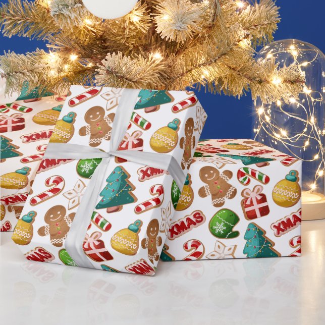 Papel De Presente Biscoitos de Gengibre Natalinos Padrão de Natal (Feriados)