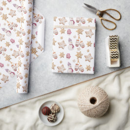 Papel De Presente Biscoitos de Homem de Neve com Luvas de Inverno em
