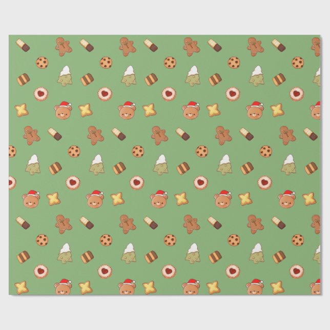 Papel De Presente Biscoitos de Natal Adoráveis Feliz Férias Biscoito (Aberto)