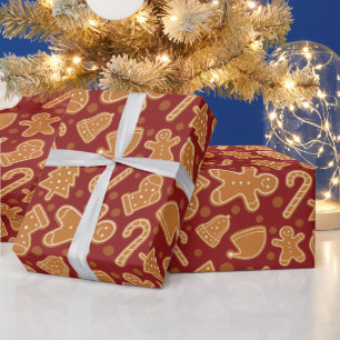 Papel De Presente Biscoitos de Natal Dardos Vermelhos Escuros Sem Co