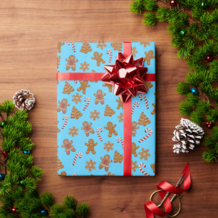 Papel De Presente biscoitos de pão-de-gengibre e canas doces em aqua