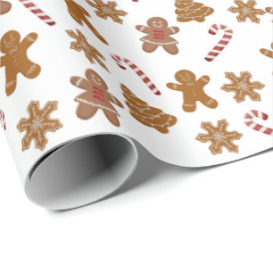 Papel De Presente biscoitos de pão de gengibre e canas doces em bra