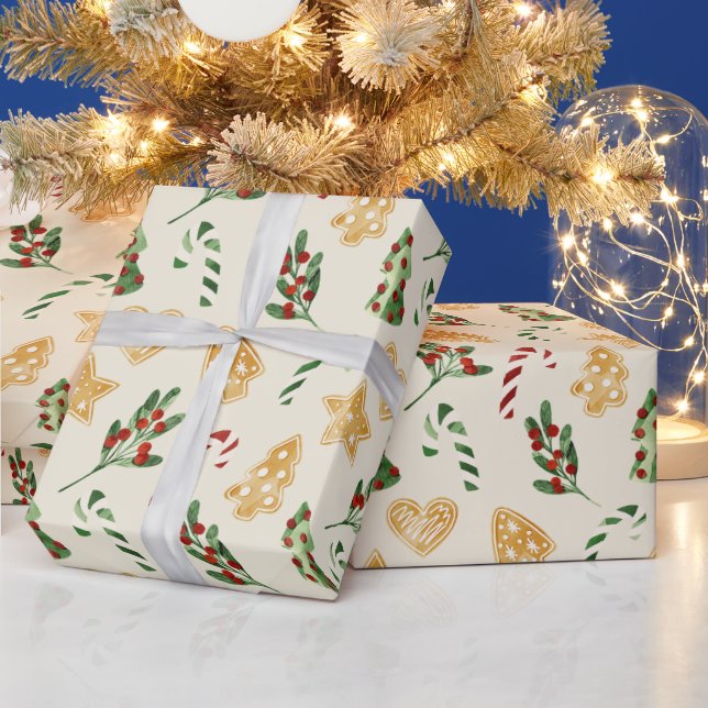 Papel De Presente Biscoitos de Pão-de-Pão Feliz de Natal (Feriados)