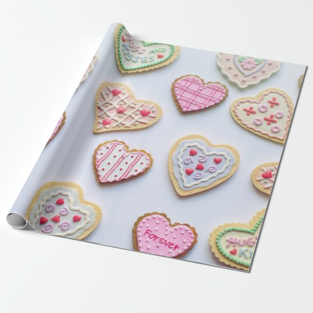 Papel De Presente Biscoitos do dia de os namorados (Desenrolado)