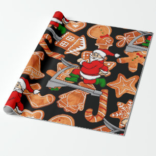 Papel De Presente biscoitos engraçados de papais noeis de esteira