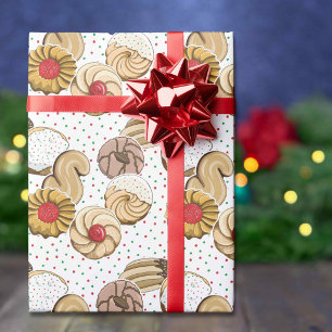 Papel De Presente Biscoitos Italianos de Natal Adoráveis, Pontos Ver
