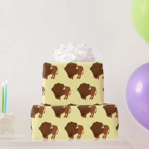 Papel De Presente Bison Design Qualquer Cor de Fundo