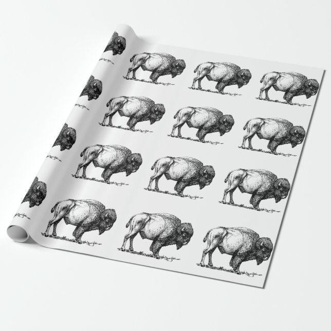 Papel De Presente Bisonte americano do búfalo (Desenrolado)